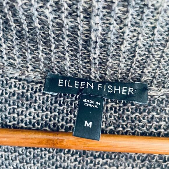 Eileen Fisher Linen Long Line Cardigan M Tan Duster Open Front Sweater Lagenlook - Picture 6 of 6